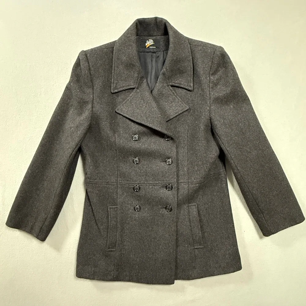 Vingtage Wool Blend Double Breasted Pea Coat Made in USA Coat‎ Women Size Medium